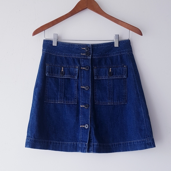 GAP 1969 Blue Denim Front Button Mini Skirt - Picture 2 of 9